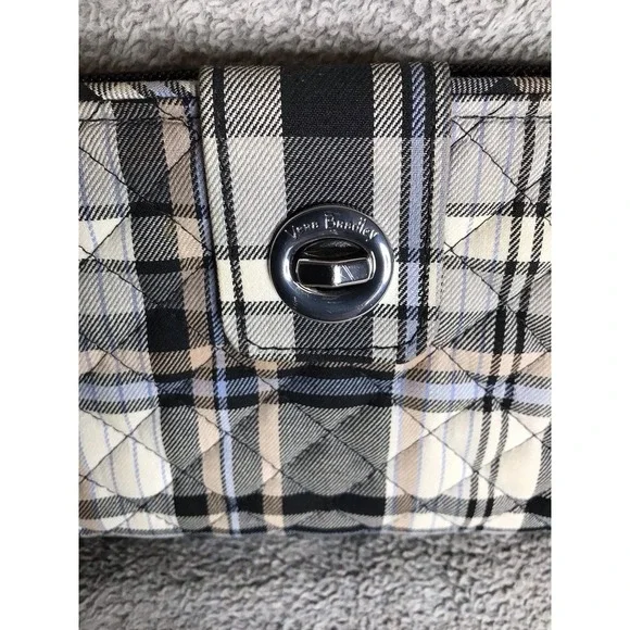 Vera Bradley Quilted TurnLock Wallet Perfectly Plaid with Floral Interior - Picture 3 of 10